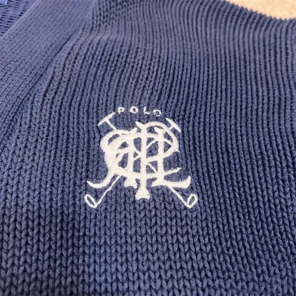 Polo Ralph Lauren Men's Vintage Blue Cardigan Sweater Size M Gold Buttons - Picture 6 of 13